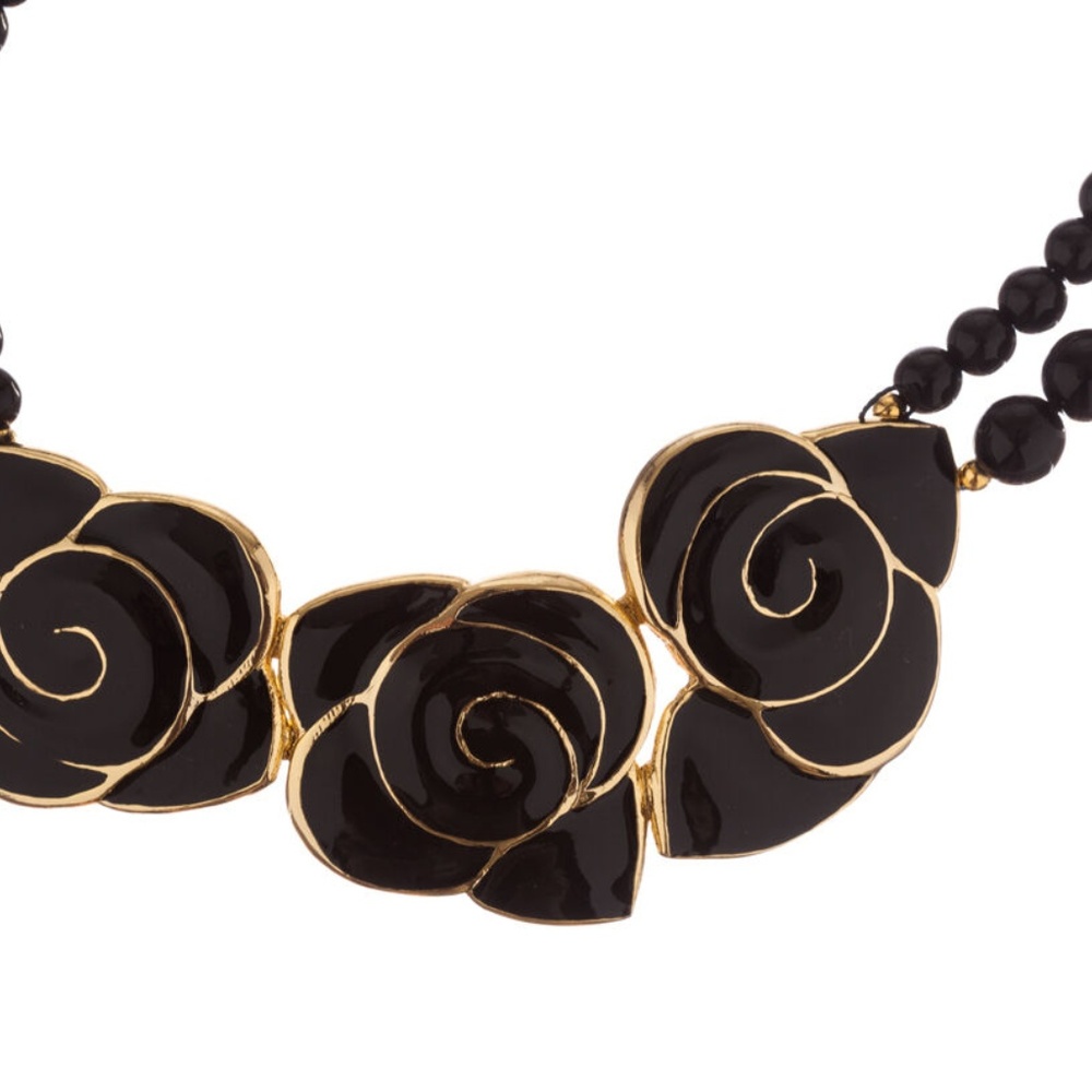 Balenciaga Black Enamel Flower Necklace - Picture 3 of 7